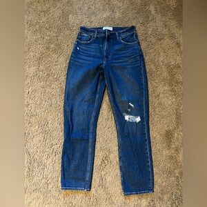Women’s Abercrombie jeans. Mom high rise sz 27/4L distress w/ holes